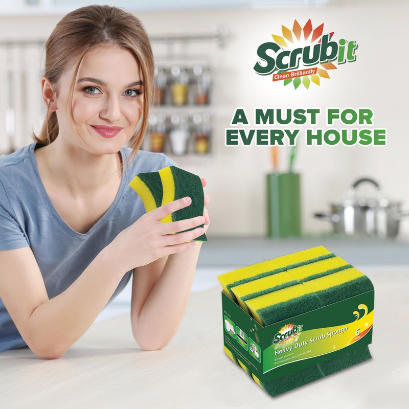 SCRUBIT (6 Pack) Heavy Duty Scrub Sponges by SCRUBIT â€“ Kitchen Dish, Sink and Bathroom Cleaning Scrubber Sponge - with Non-Smell Scouring Pad - Image 2